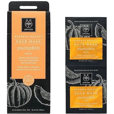 Máscara facial de abóbora detox Apivita - 2x8ml Máscara facial de abóbora detox Apivita - 2x8ml