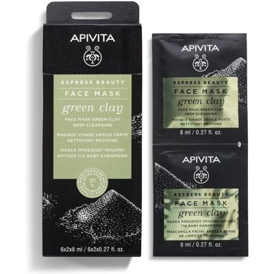 Masque visage à l'argile verte Apivita - Nettoyage en profondeur, Peau grasse Masque visage à l'argile verte Apivita - Nettoyage en profondeur, Peau grasse
