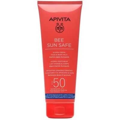 Apivita Bee Sun Safe Hydra Fresh SPF50 naptej arcra és testre Apivita Bee Sun Safe Hydra Fresh SPF50 naptej arcra és testre