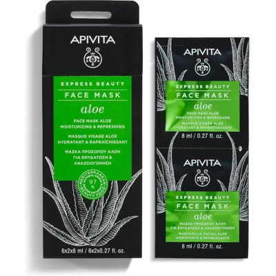 Apivita Brand Aloe Face Mask - Moisturizing - 2x8ml Apivita Brand Aloe Face Mask - Moisturizing - 2x8ml
