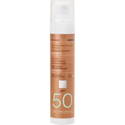 Korres Rote Traube Sheer Glow Finish Tages-Sonnencreme SPF50 - Gesichtssonnencreme Korres Rote Traube Sheer Glow Finish Tages-Sonnencreme SPF50 - Gesichtssonnencreme