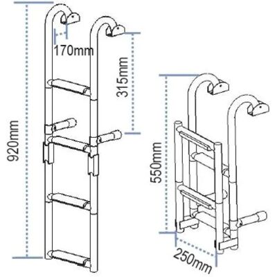Lalizas - Escalera de acero inoxidable - 2+2 peldaños - Escalera Lalizas - Escalera de acero inoxidable - 2+2 peldaños - Escalera