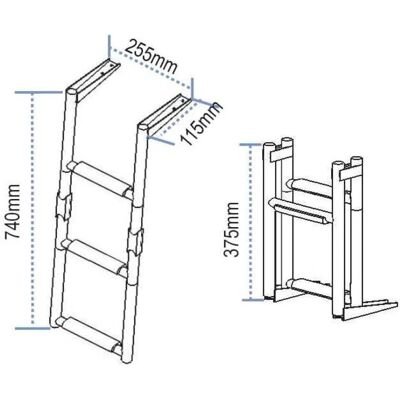 Escalera de plataforma de acero inoxidable Lalizas - 1+2 peldaños Escalera de plataforma de acero inoxidable Lalizas - 1+2 peldaños