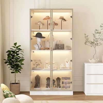 UnknownBrand - LED Glass Cabinet - 80x40x160 - Blanc - Cabinet - Publicité UnknownBrand - LED Glass Cabinet - 80x40x160 - Blanc - Cabinet - Publicité