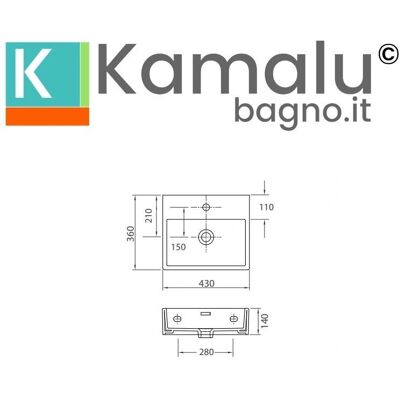 Lavabo mural en céramique blanche Kamalu - Lavabo de salle de bain 43cm - Publicité Lavabo mural en céramique blanche Kamalu - Lavabo de salle de bain 43cm - Publicité