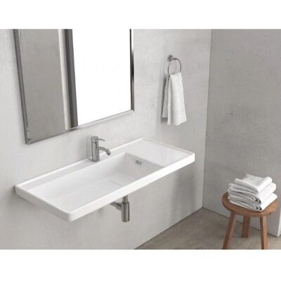 Kamalu Modèle TT88 - Lavabo suspendu moderne - 80cm céramique blanche - Publicité Kamalu Modèle TT88 - Lavabo suspendu moderne - 80cm céramique blanche - Publicité