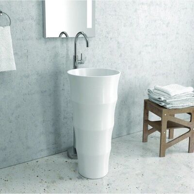 Lavabo cylindrique autoportant blanc Kamalu - Vasque de salle de bains - Publicité Lavabo cylindrique autoportant blanc Kamalu - Vasque de salle de bains - Publicité