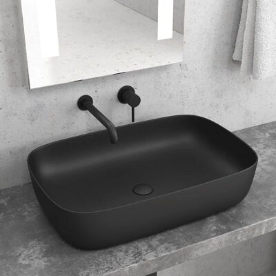 Lavabo rectangulaire noir mat 60cm - kamalu - Publicité Lavabo rectangulaire noir mat 60cm - kamalu - Publicité