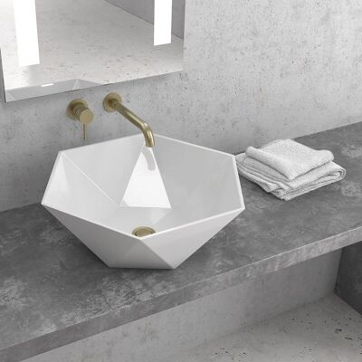Lavabo hexagonal Kamalu Litos-K45 - Vasque de salle de bain - Publicité Lavabo hexagonal Kamalu Litos-K45 - Vasque de salle de bain - Publicité
