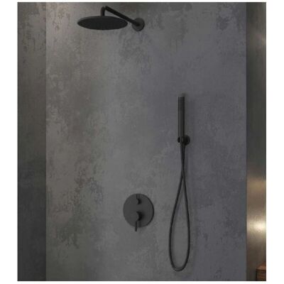 Ensemble de douche mural noir mat avec douche pluie, douche à main & prise d’eau - kamalu - Publicité Ensemble de douche mural noir mat avec douche pluie, douche à main & prise d’eau - kamalu - Publicité
