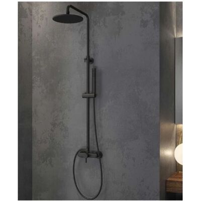 Colonne de douche en acier inoxydable noir - Fixe avec diverteur - Publicité Colonne de douche en acier inoxydable noir - Fixe avec diverteur - Publicité