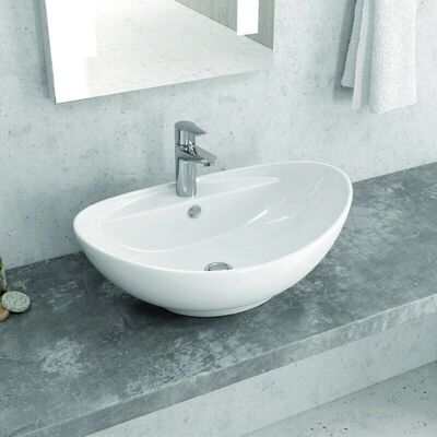 Lavabo ovale en céramique blanc Kamalu - Lavabo de salle de bain - Publicité Lavabo ovale en céramique blanc Kamalu - Lavabo de salle de bain - Publicité