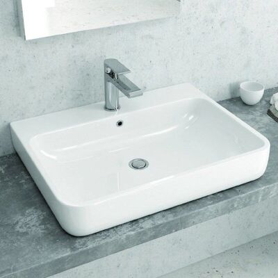 Lavabo rectangulaire blanc semi encastré Litos-460 - Lavabo - Publicité Lavabo rectangulaire blanc semi encastré Litos-460 - Lavabo - Publicité