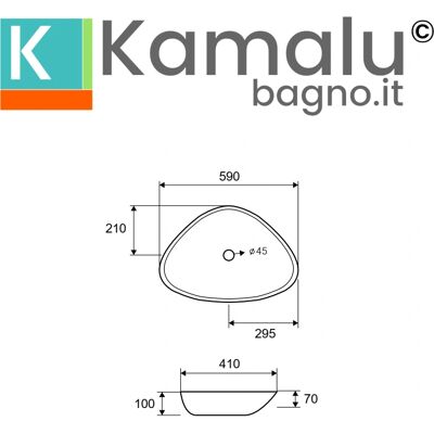 Lavabo en céramique blanc Kamalu - 59cm Design ovale - Publicité Lavabo en céramique blanc Kamalu - 59cm Design ovale - Publicité