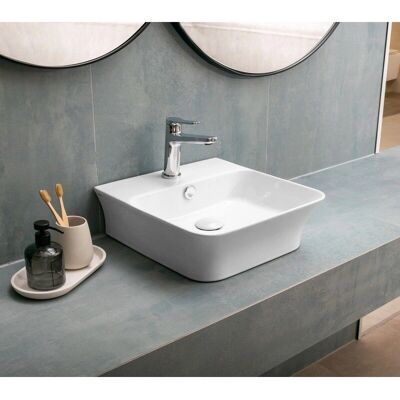 Lavabo rectangulaire en céramique Kamalu - 41x41.5 cm - Publicité Lavabo rectangulaire en céramique Kamalu - 41x41.5 cm - Publicité