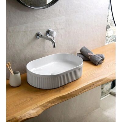 Lavabo ovale en céramique Kamalu - 50x32cm - Salle de bain - Publicité Lavabo ovale en céramique Kamalu - 50x32cm - Salle de bain - Publicité