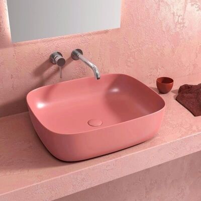 Kamalu - KLT-490R - Rose Mat - Céramique - Lavabo d'appui - Publicité Kamalu - KLT-490R - Rose Mat - Céramique - Lavabo d'appui - Publicité