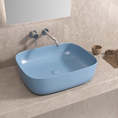 Kamalu - KLT-490AZ - bleu mat - Bathroom Sink - Publicité Kamalu - KLT-490AZ - bleu mat - Bathroom Sink - Publicité