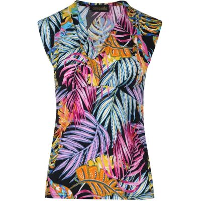 Conquista Fuchsia Sommer V-Ausschnitt Top - Top Conquista Fuchsia Sommer V-Ausschnitt Top - Top