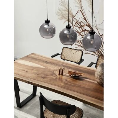 NOVA LUCE Palmer 3-flammige Pendelleuchte Rauchglas Schwarz Decke Lampe NOVA LUCE Palmer 3-flammige Pendelleuchte Rauchglas Schwarz Decke Lampe