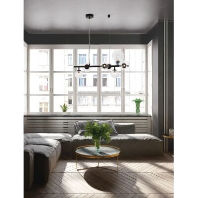 Nova Luce Odillia 7-flammige Pendelleuchte - Deckenlampe - Modernes Schwarz Metall & Glas Nova Luce Odillia 7-flammige Pendelleuchte - Deckenlampe - Modernes Schwarz Metall & Glas