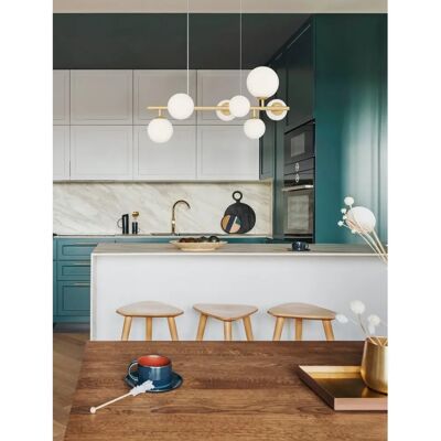NOVA LUCE Odillia Pendant Light - 7 Flammens Elegant Gold & White NOVA LUCE Odillia Pendant Light - 7 Flammens Elegant Gold & White