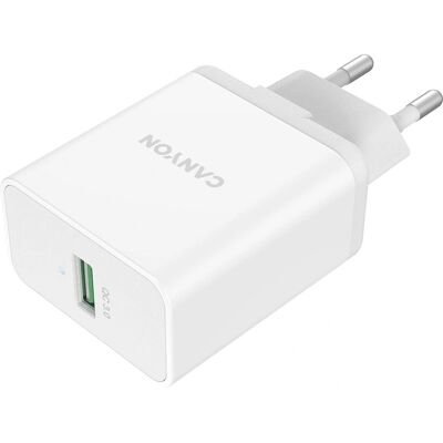 Adaptor de alimentare Canyon H-24 - Quick Charge 3.0 - Alb Adaptor de alimentare Canyon H-24 - Quick Charge 3.0 - Alb