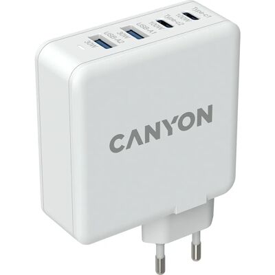 Încărcător rapid GaN Canyon H-100 - 100W, USB-C & A, Alb Încărcător rapid GaN Canyon H-100 - 100W, USB-C & A, Alb