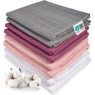 Makian Modell 80 x 80 cm - Orchidee, Puder, Grau - Mullwindel Makian Modell 80 x 80 cm - Orchidee, Puder, Grau - Mullwindel