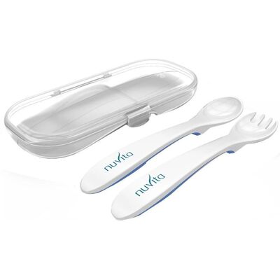 Set Alimentazione Nuvita con Posate Blu - Kit Pappa Neonati Set Alimentazione Nuvita con Posate Blu - Kit Pappa Neonati