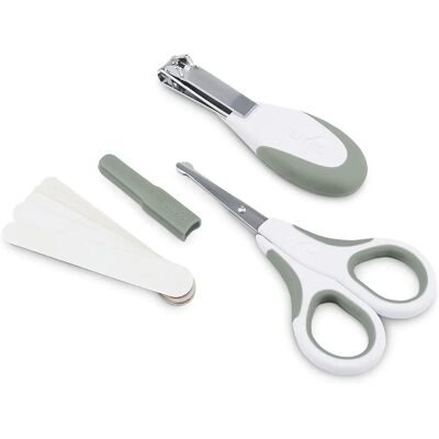 Set Cura Unghie Bebè Verde Salvia - Tagliaunghie, Forbici con punte arrotondate, Lima per unghie Set Cura Unghie Bebè Verde Salvia - Tagliaunghie, Forbici con punte arrotondate, Lima per unghie