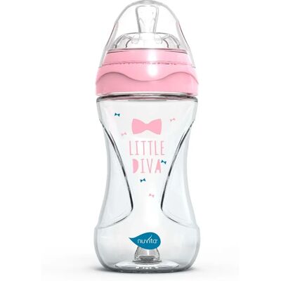 Biberon in Vetro Rosa Nuvita - Anticolica, 240ml Biberon in Vetro Rosa Nuvita - Anticolica, 240ml