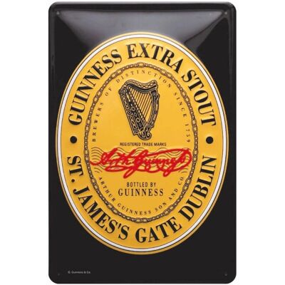 Guinness - Label Embossed Metal Sign - 300x200 - Sign Guinness - Label Embossed Metal Sign - 300x200 - Sign