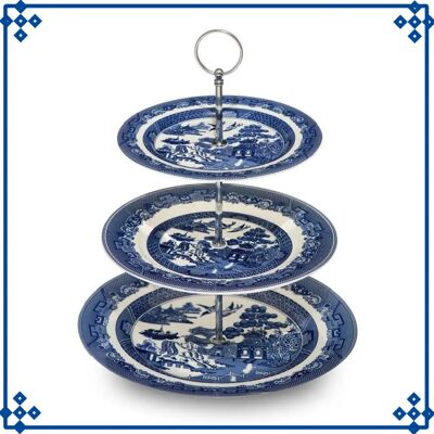 Blue Willow 3-Tier Cake Stand - Blue - Ceramic - Cake Stand Blue Willow 3-Tier Cake Stand - Blue - Ceramic - Cake Stand