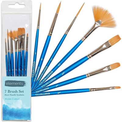 Elements Set of 7 Short Handle Watercolour Brushes - Watercolour brushes Elements Set of 7 Short Handle Watercolour Brushes - Watercolour brushes