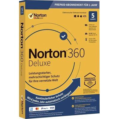 Symantec Norton 360 Deluxe - Backup Cloud 50 GB - 5 Dispositivi - 1 Anno Symantec Norton 360 Deluxe - Backup Cloud 50 GB - 5 Dispositivi - 1 Anno
