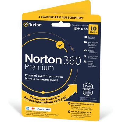 Norton - Norton 360 Premium - 75GB Cloud - 10 Devices - Antivirus Norton - Norton 360 Premium - 75GB Cloud - 10 Devices - Antivirus