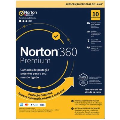 Symantec - Norton 360 Premium - 10 licenças - Antivirus Symantec - Norton 360 Premium - 10 licenças - Antivirus