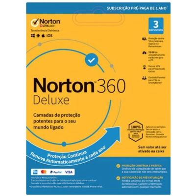 Symantec - Norton 360 Deluxe - Licença 3 Symantec - Norton 360 Deluxe - Licença 3