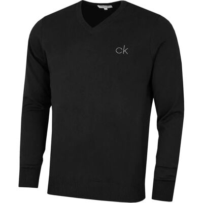 Suéter de golfe Calvin Klein 2022 de gola V - Homem Preto Suéter de golfe Calvin Klein 2022 de gola V - Homem Preto