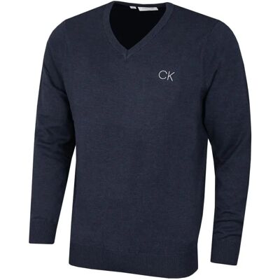 Calvin Klein Marine Marl M 2022 Pull de golf à col en V - Publicité Calvin Klein Marine Marl M 2022 Pull de golf à col en V - Publicité