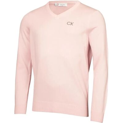 Pull Calvin Klein Homme 2025 Rose Col en V - Golf - Publicité Pull Calvin Klein Homme 2025 Rose Col en V - Golf - Publicité