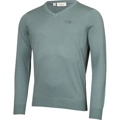 Calvin Klein M Salvia Suéter de Golfe com Decote em V - Suéter de Golf Calvin Klein M Salvia Suéter de Golfe com Decote em V - Suéter de Golf