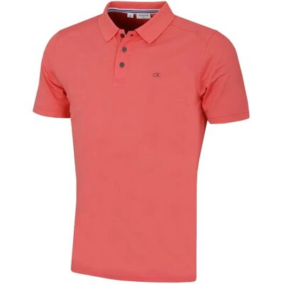 Polo de golfe Calvin Klein Campus com 3 botões e gola canelada - Pêssego Polo de golfe Calvin Klein Campus com 3 botões e gola canelada - Pêssego