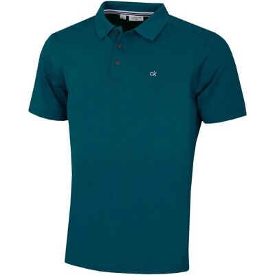 Camisa pólo masculina Calvin Klein Campus com 3 botões e colarinho canelado - L Petrol Camisa pólo masculina Calvin Klein Campus com 3 botões e colarinho canelado - L Petrol