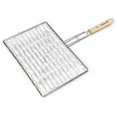 Barbecook - Grill rectangulaire en chrome et bois - 40x28 cm - Barbecue - Publicité Barbecook - Grill rectangulaire en chrome et bois - 40x28 cm - Barbecue - Publicité