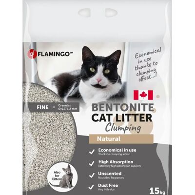 Litière pour chats Flamingo Bentonite - Parfum de talc - Publicité Litière pour chats Flamingo Bentonite - Parfum de talc - Publicité
