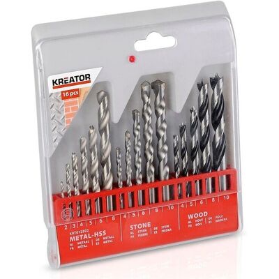 Set di 16 punte KREATOR KRT012502 - Metallo, Pietra, Legno Set di 16 punte KREATOR KRT012502 - Metallo, Pietra, Legno