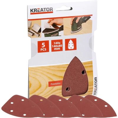 KREATOR - 5 pièces - Feuilles de papier abrasif triangulaires pour bois - Grain 40 - Publicité KREATOR - 5 pièces - Feuilles de papier abrasif triangulaires pour bois - Grain 40 - Publicité
