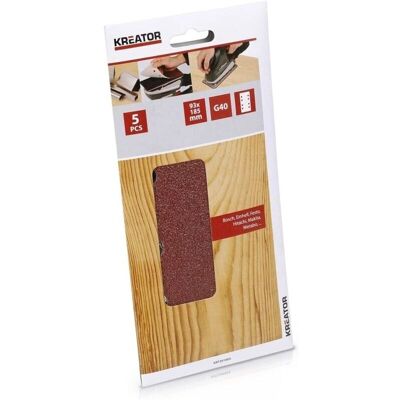 KREATOR Schleifpapier Set mit 5 Blätter - 93x185mm Körnung 40 KREATOR Schleifpapier Set mit 5 Blätter - 93x185mm Körnung 40